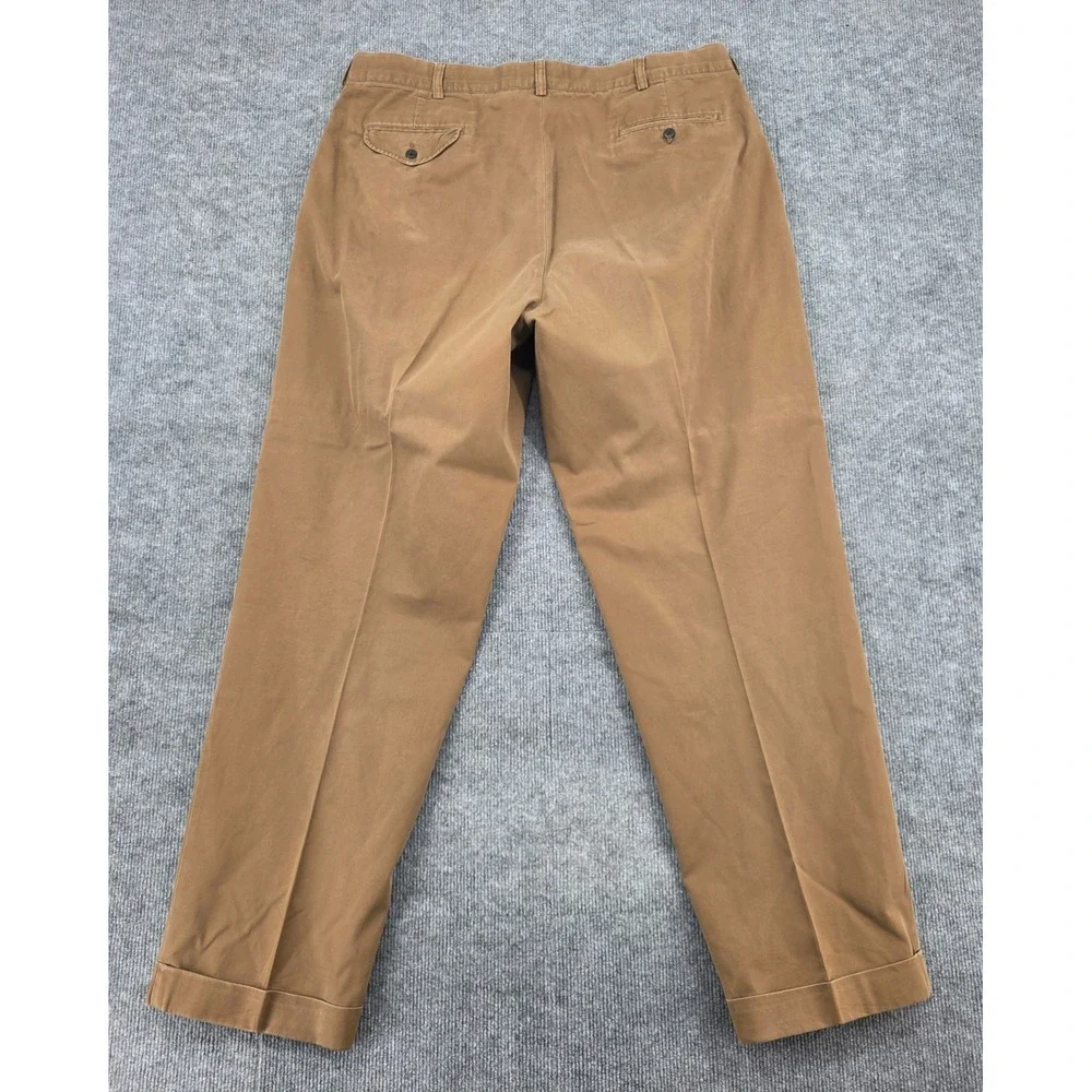 Polo Ralph Lauren Hammond Pant Mens 40x32 Brown Pleated Cuffed Cotton Chinos